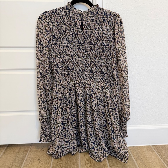 Lulus Floral Forever Navy Blue Floral Print Smocked Skater Dress - Size M - Picture 3 of 7